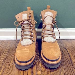 Shearling and suede boots